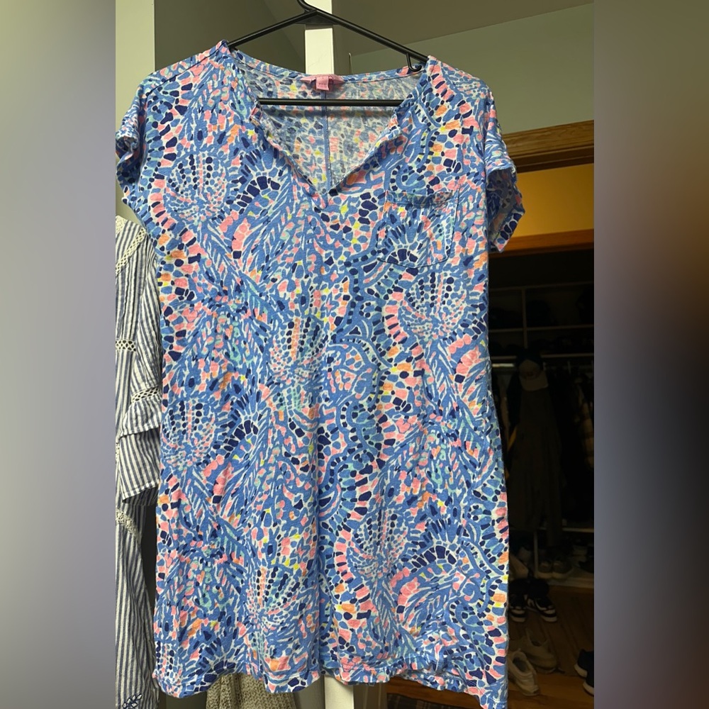 Colorful V-Neck Short Sleeve Dress